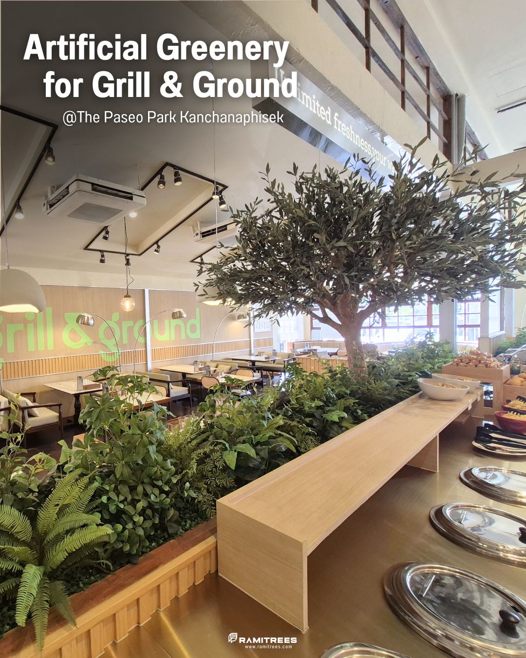 Artificial Olive Tree, Planter Box ต้นโอลีฟประดิษฐ์ขนาดใหญ่ พร้อมจัดสวนต้นไม้ปลอม