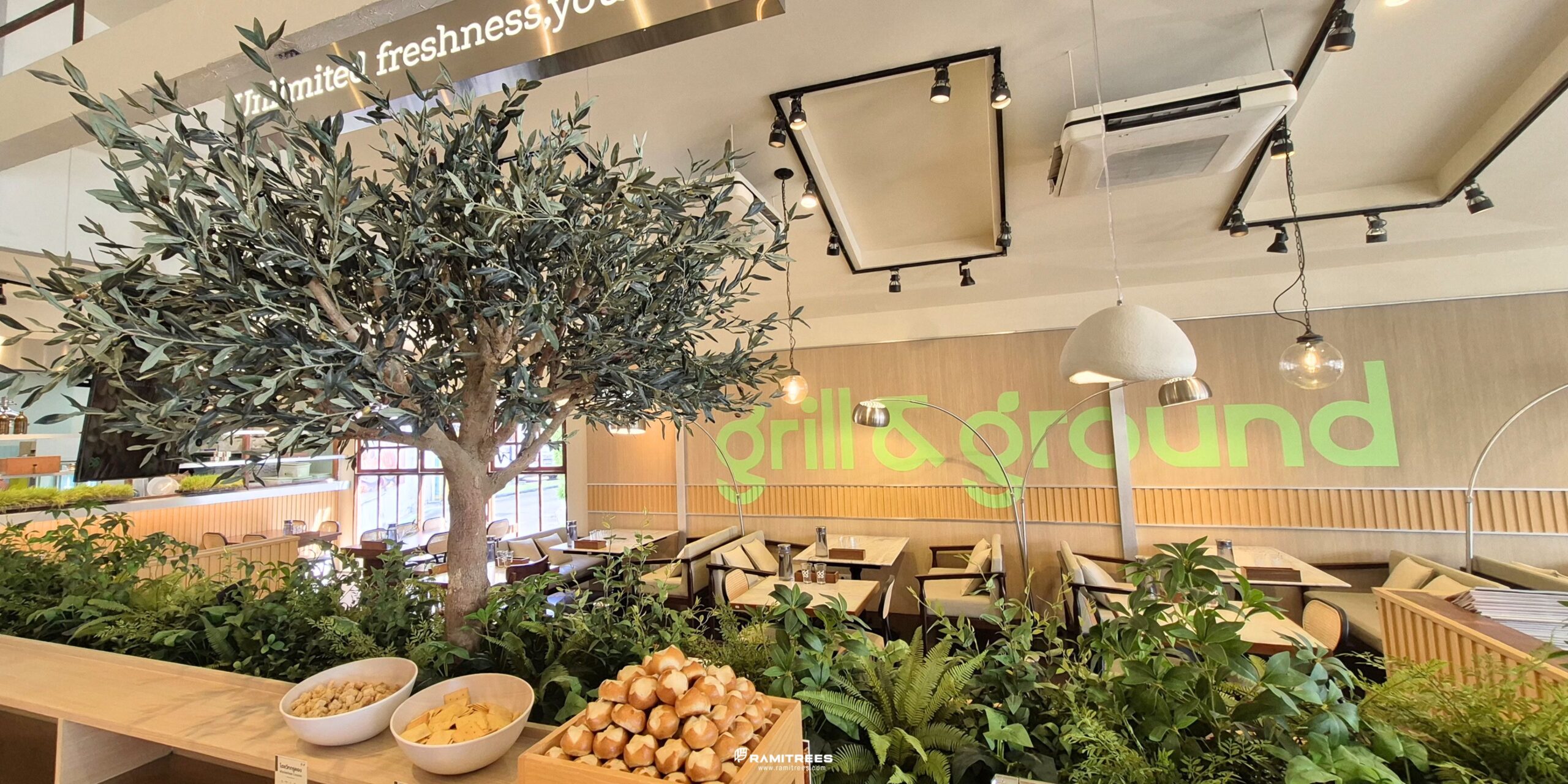 Artificial Olive Tree, Planter Box ต้นโอลีฟประดิษฐ์ขนาดใหญ่ พร้อมจัดสวนต้นไม้ปลอม