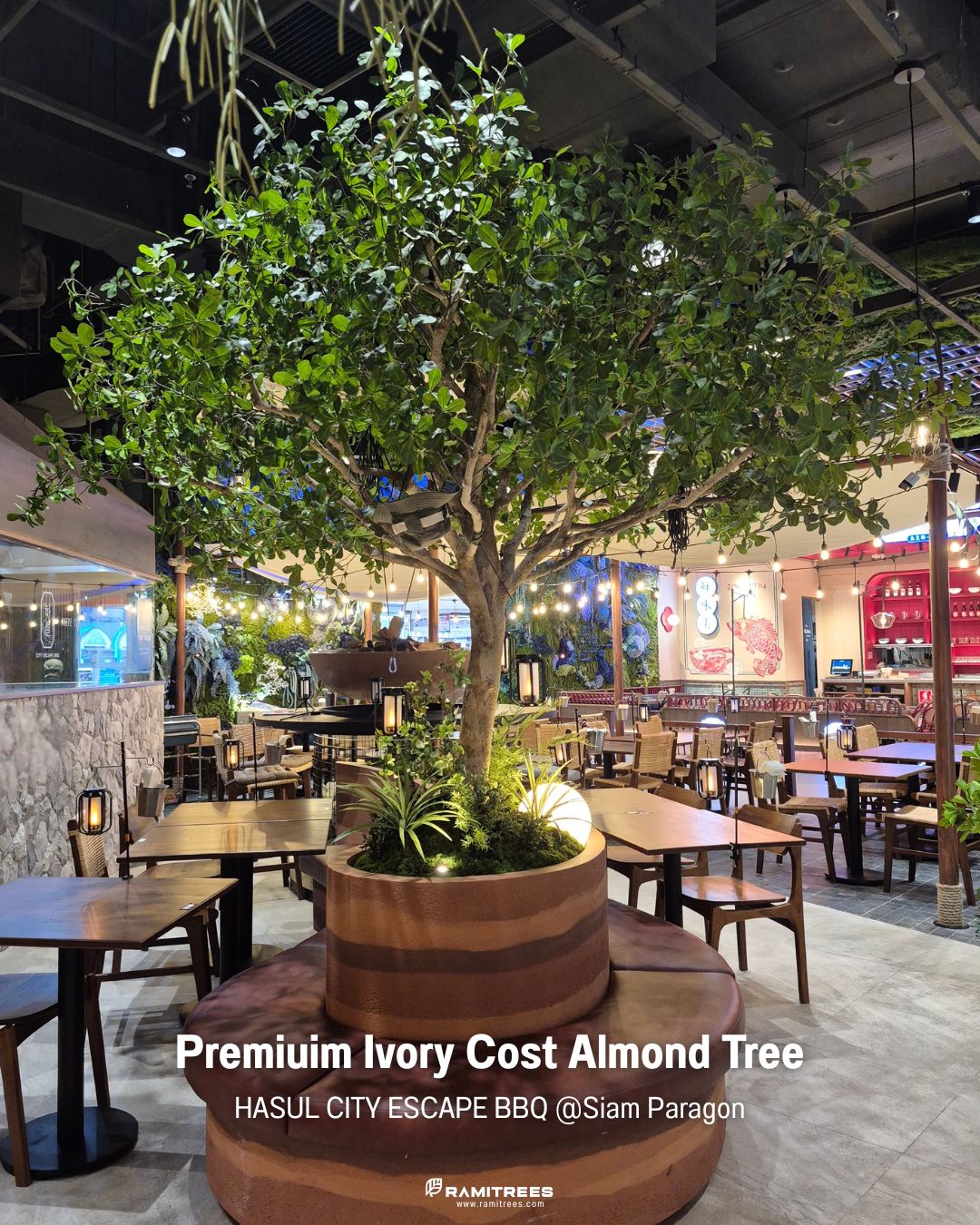 Artificial Ivory Cost Almond ต้นหูกระจงประดิษฐ์ ใบพรีเมียม ลำต้นไม้จริง HASUL @Siam Paragon